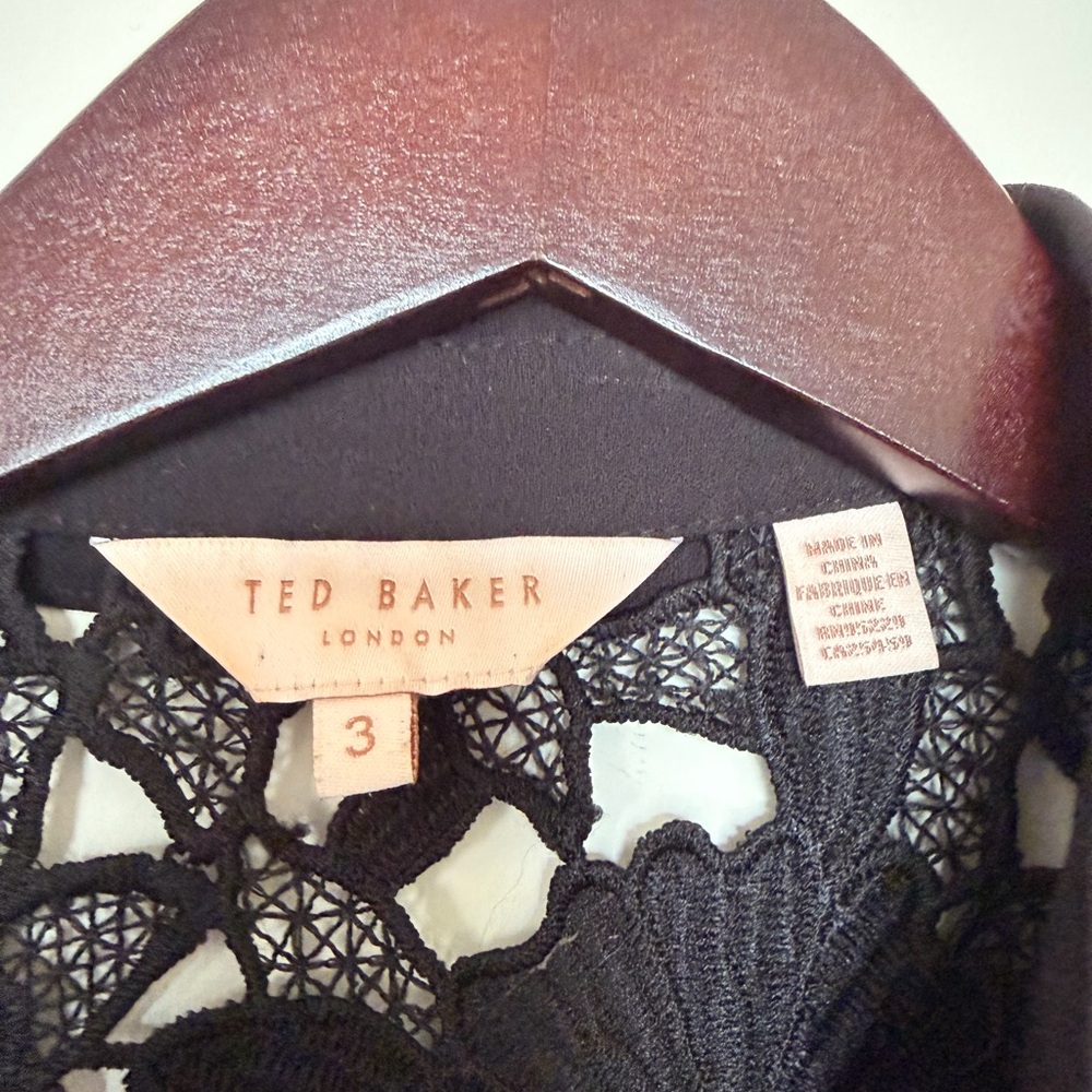 Ted Baker Black Floral Lace Button-Up Blouse - Picture 2 of 8